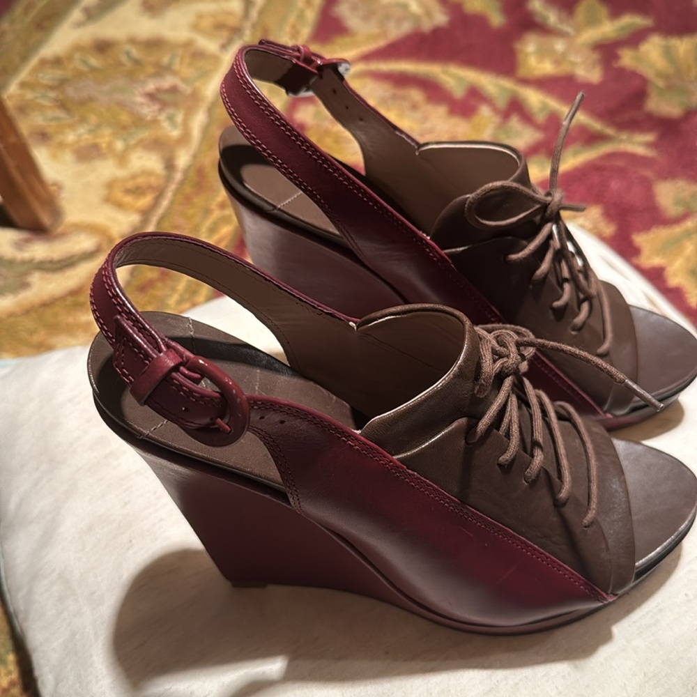 10 Crosby Derek Lam Burgundy and Brown Wedges